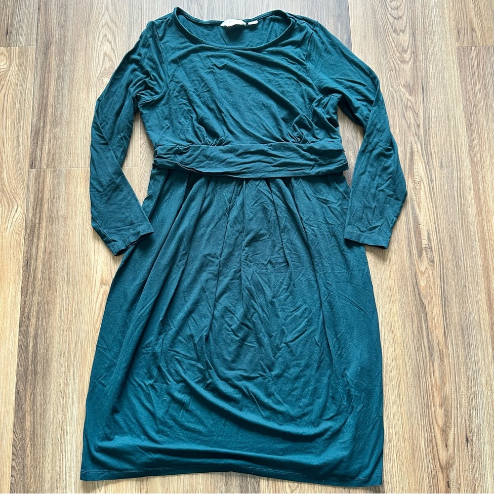 Seraphine Teal Long Sleeve Midi Nursing Dress